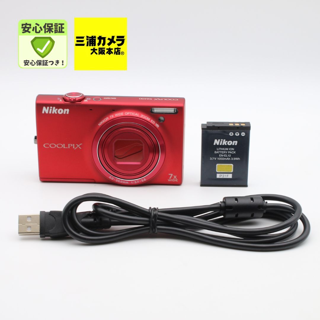 極上品】 Nikon COOLPIX S6100 レッド デジタルカメラ #090VV0689