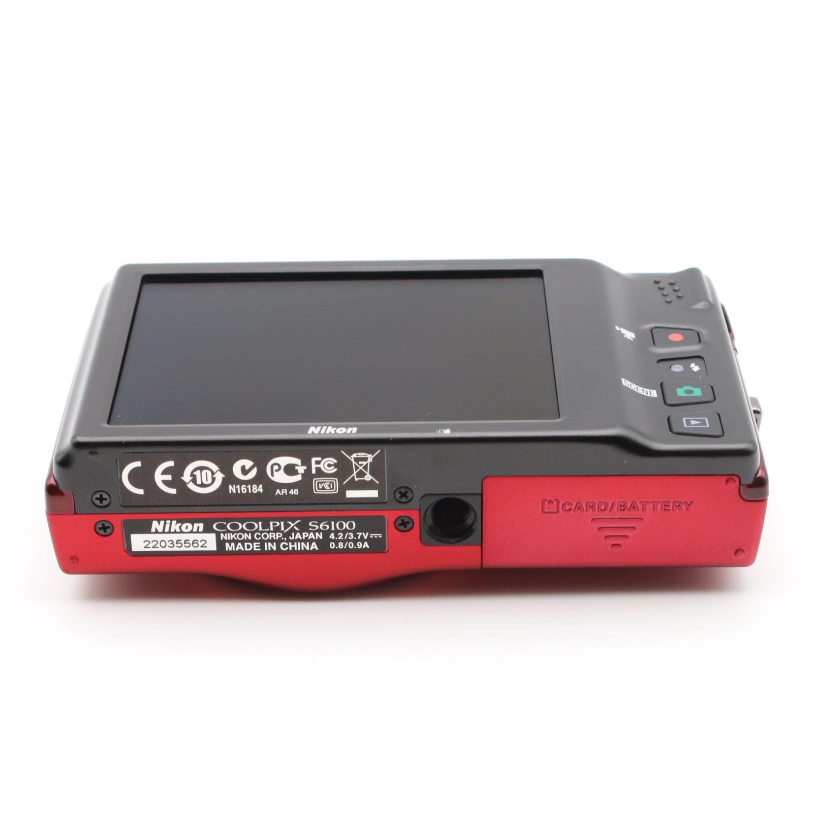 極上品】 Nikon COOLPIX S6100 レッド デジタルカメラ #090VV0689