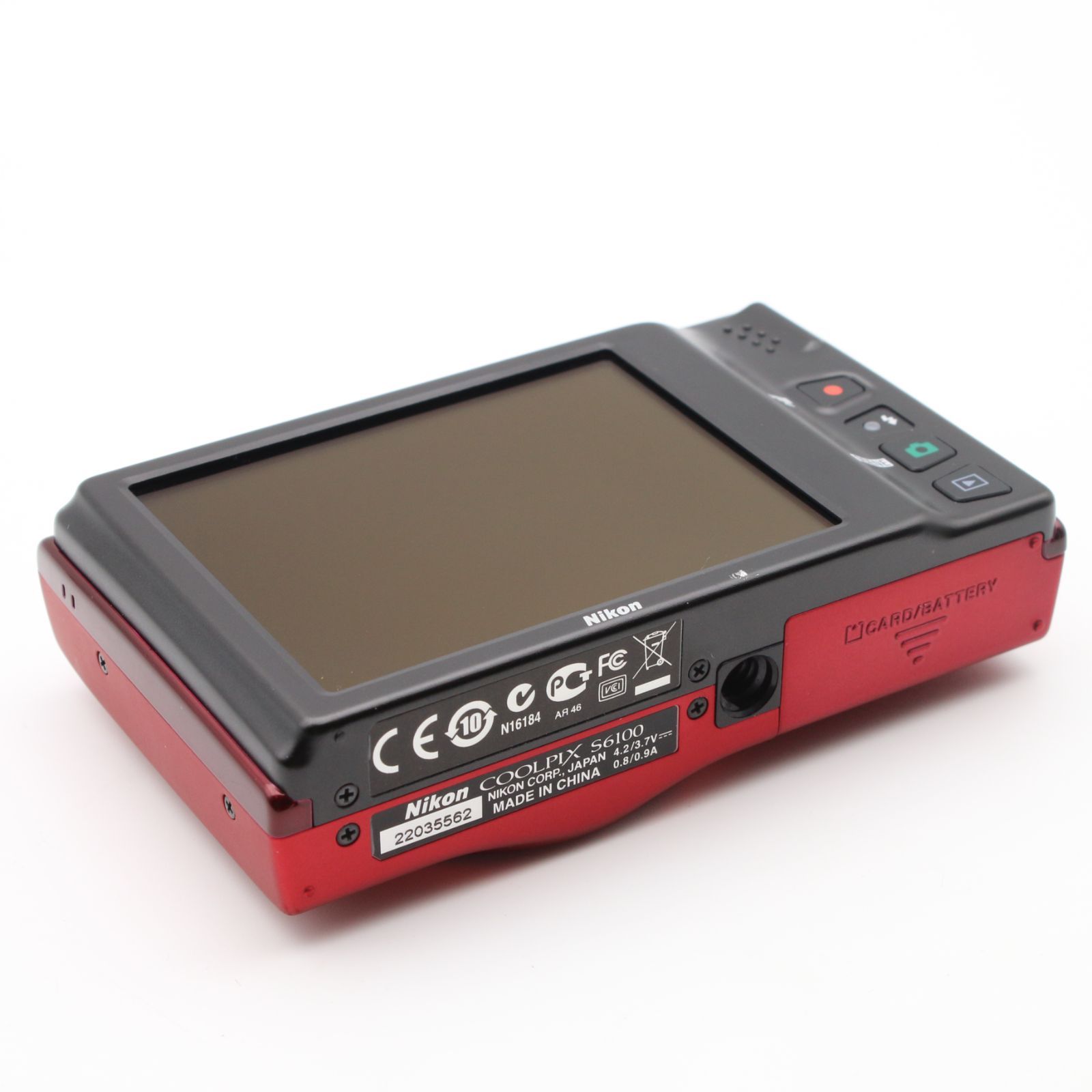 極上品】 Nikon COOLPIX S6100 レッド デジタルカメラ #090VV0689
