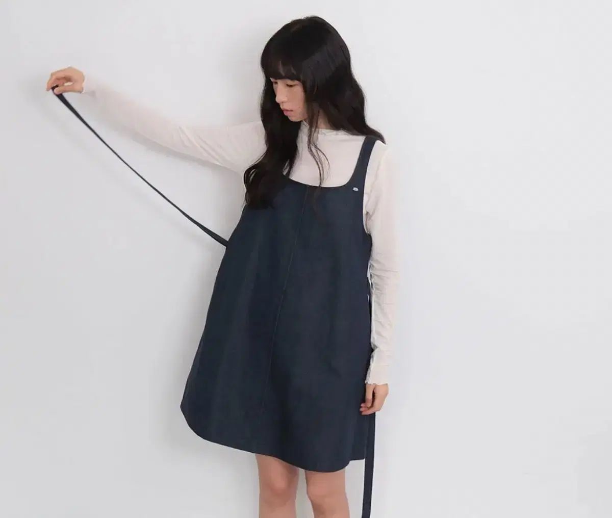 ウールの moui PP デニムミニワンピース (DENIM)