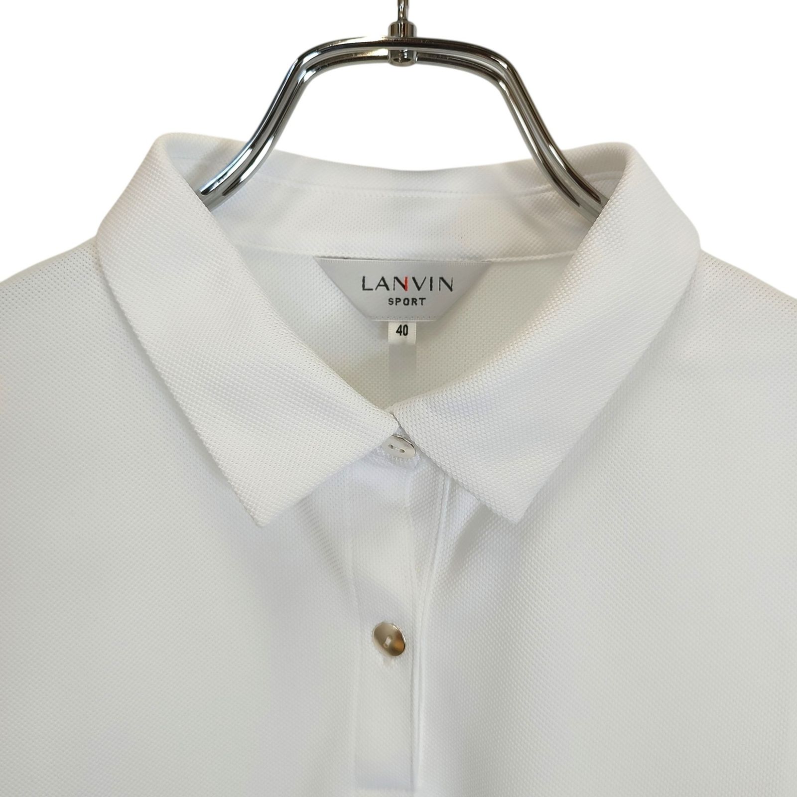 新品タグ付LANVIN SPORT ホワイト 長袖ポロシャツ LANVIN ランバン SPORT L/S POLO スポーツ ロゴ刺繍デザイン 長袖