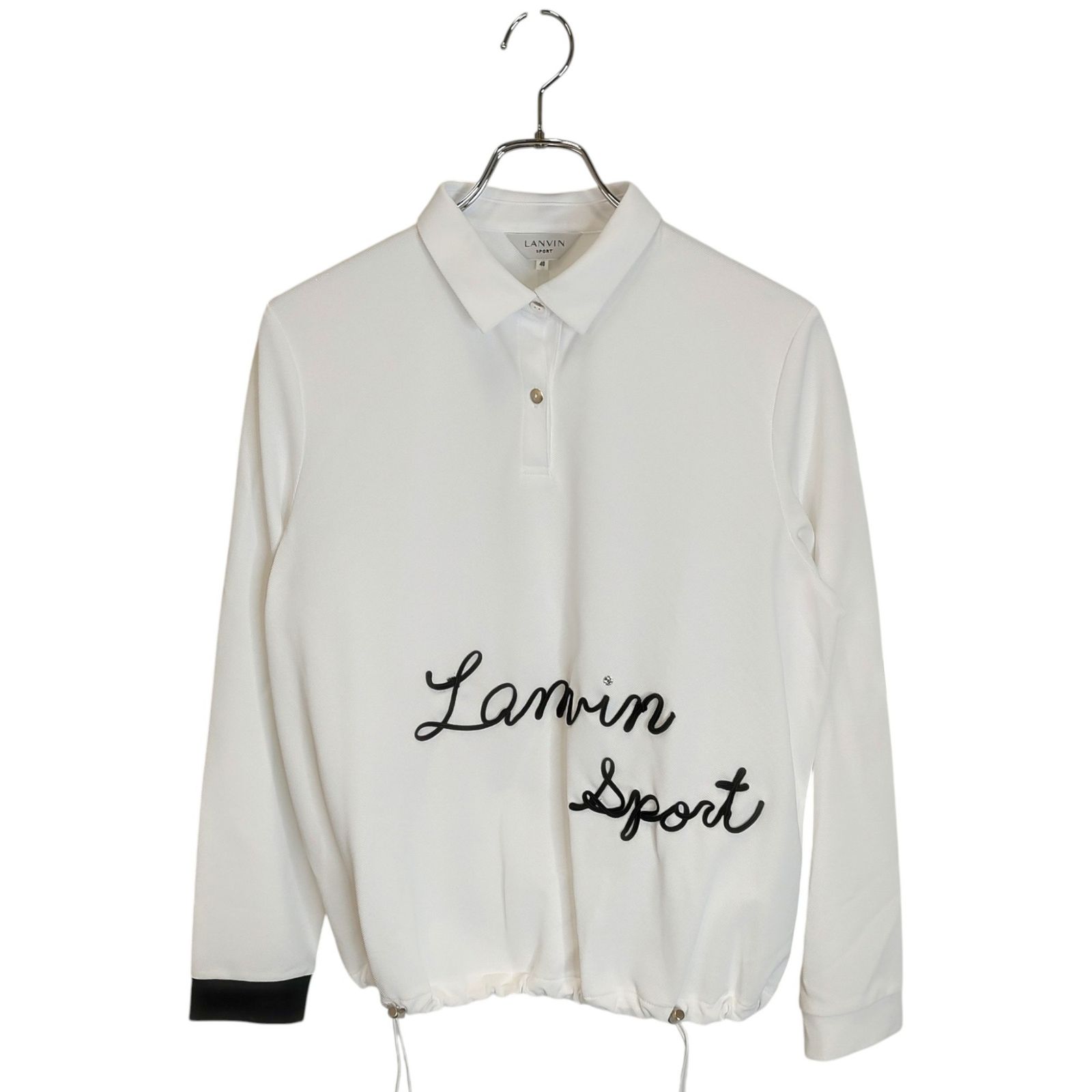 新品タグ付LANVIN SPORT ホワイト 長袖ポロシャツ LANVIN ランバン SPORT L/S POLO スポーツ ロゴ刺繍デザイン 長袖