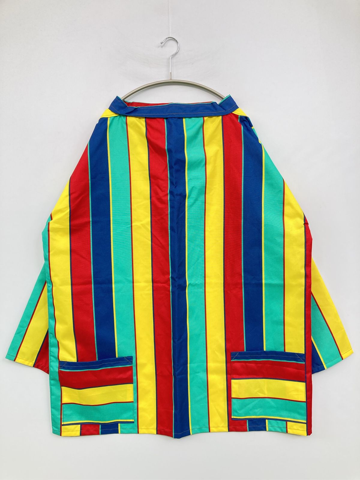 CORNISH SMOCKS シャツ/ブラウス XL ブルー ストライプ柄 ボーダー柄 ミドル丈 長袖 スタンドカラー メンズ