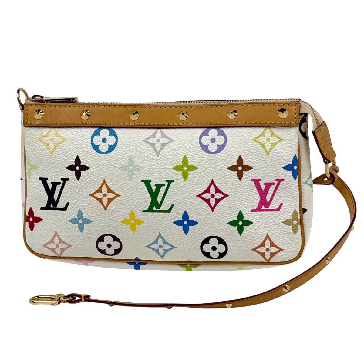 ルイ・ヴィトン Louis Vuitton ポシェット アクセソワール スタッズ メイク アクセサリーポーチ モノグラムマルチカラー ブロン(ホワイト) M92649 レディース 【中古】