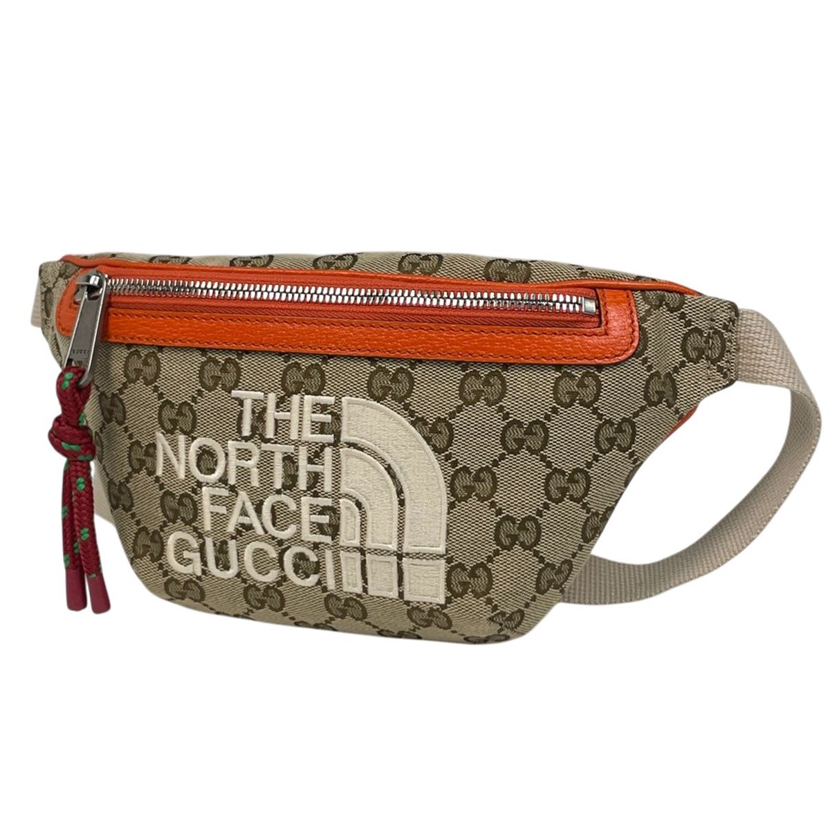 グッチ GUCCI GG柄 ボディバッグ ノースフェイス コラボ GGキャンバス ベージュ オレンジ 650299 レディース 【中古】
