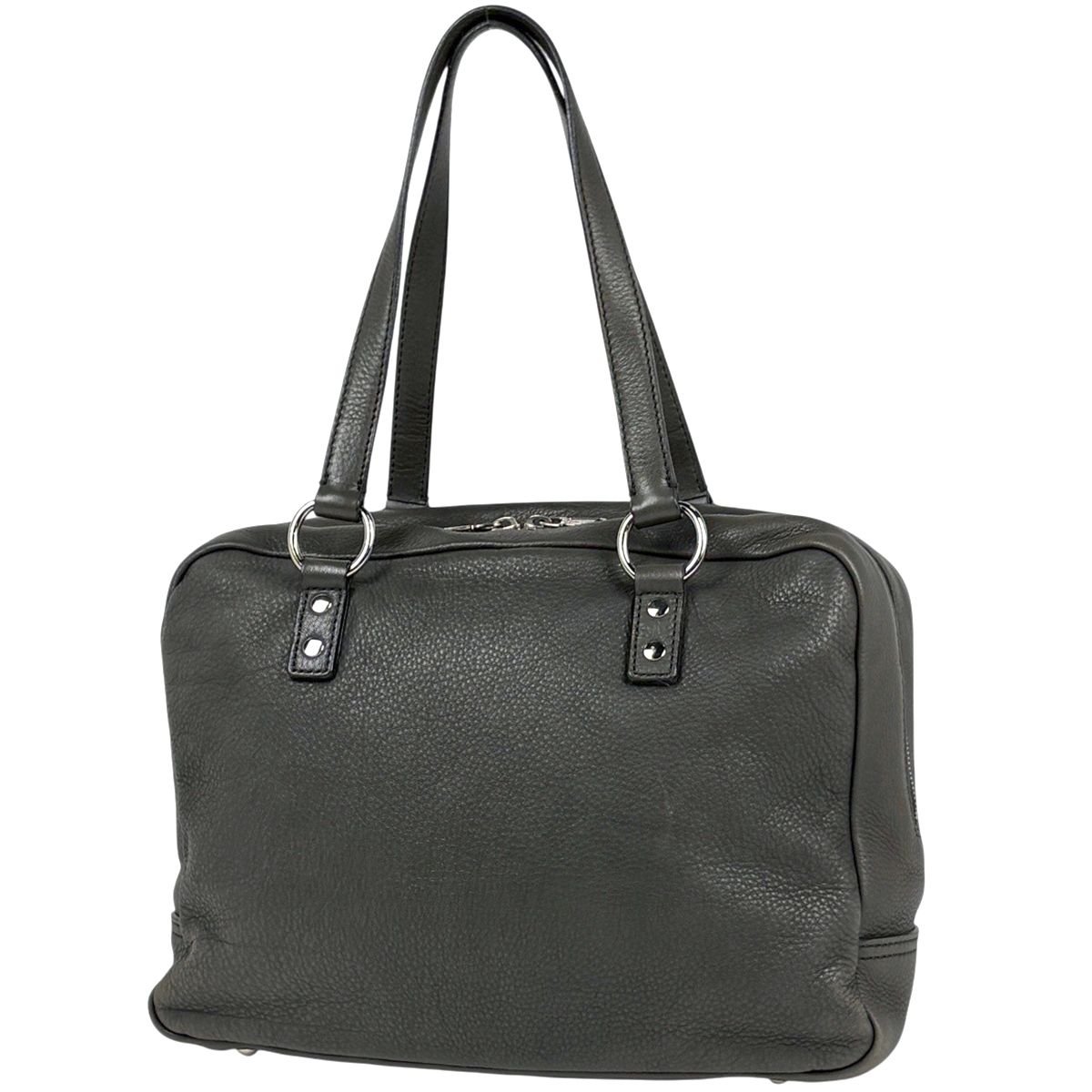 イヴ・サンローラン YVES SAINT LAURENT ロゴ トートバッグ レザー グレー 227747 レディース 【中古】