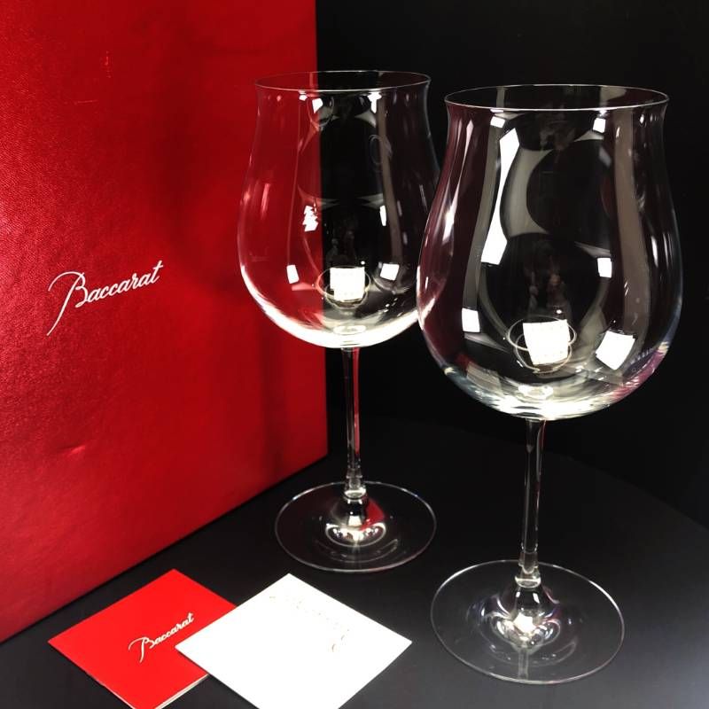 【美品・箱付き】Baccarat バカラ／デギュスタシオン グランブルゴーニュ ペア ワイングラス／クリスタルグラス／クリア／BC644
