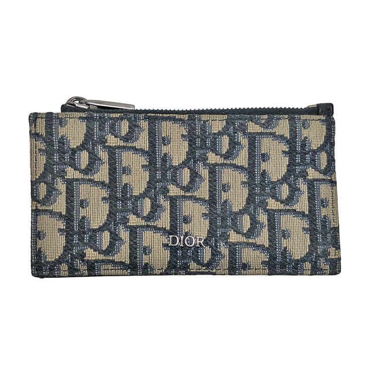 Christian Dior クリスチャン ディオール オブリーク コイン カードホルダー 2ESBC250YSE_H50E ジャカード カードケース レザー ロゴ ネイビー メンズ ウィメンズ