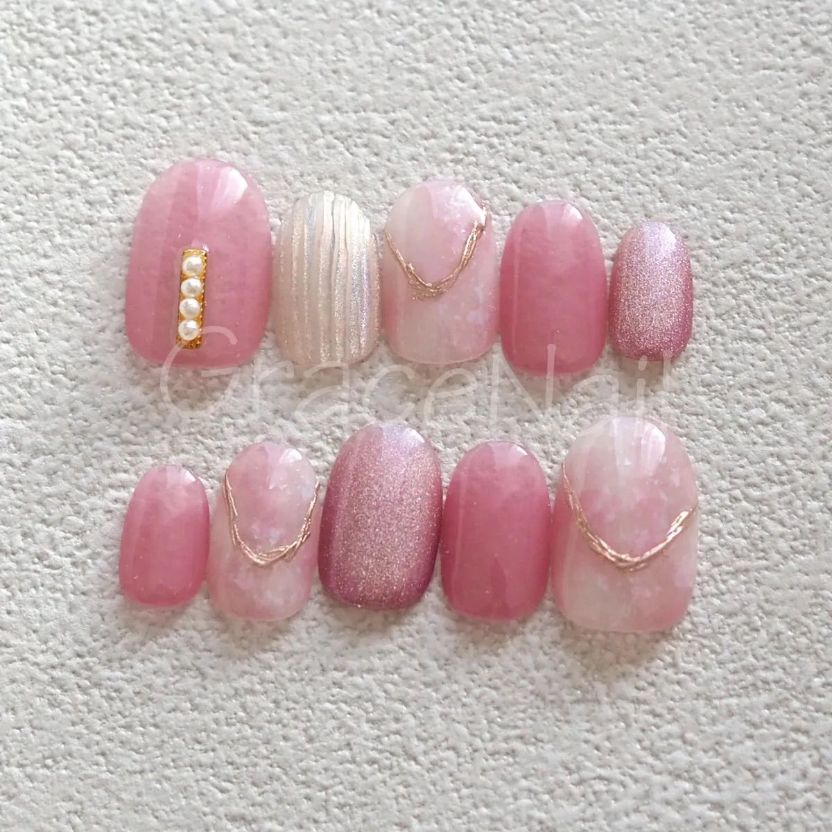 No.2275 現品販売！ネイルチップ ピンク/ニュアンス/マグネット - メルカリ