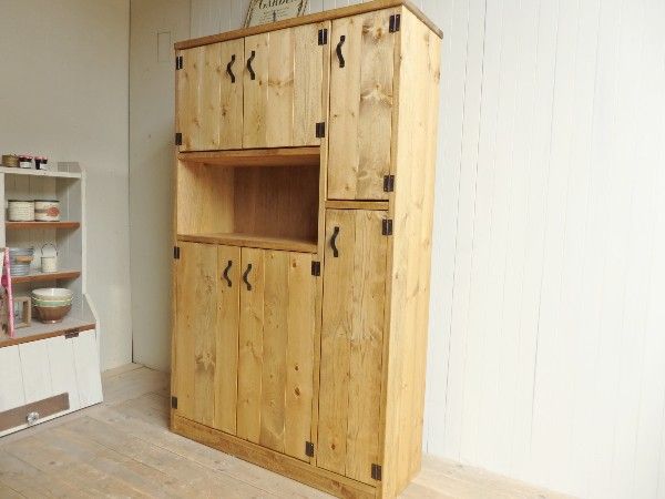 サイズオーダー可!スリム6扉キャビネット●ナチュラルブラウン無垢材●受注製作納期は4、5週間後