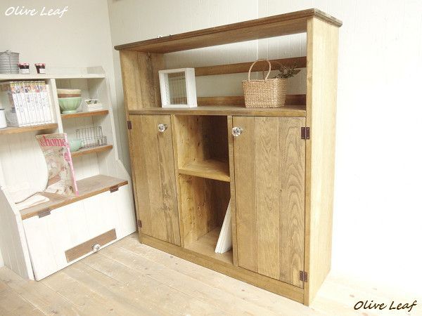 サイズオーダー可！２枚大扉キャビネット●ナチュラルブラウン天然木無垢材●受注製作納期は4、5週間後
