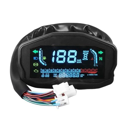 R★Asixxsix デジタルスピードメーター、オートバイ機器クラスター、スピードメーター、タコメーター、LCDデジタルディスプレイ、水温、オイルレベルゲージ、オートバイオイルレベルメーター 915599ac
