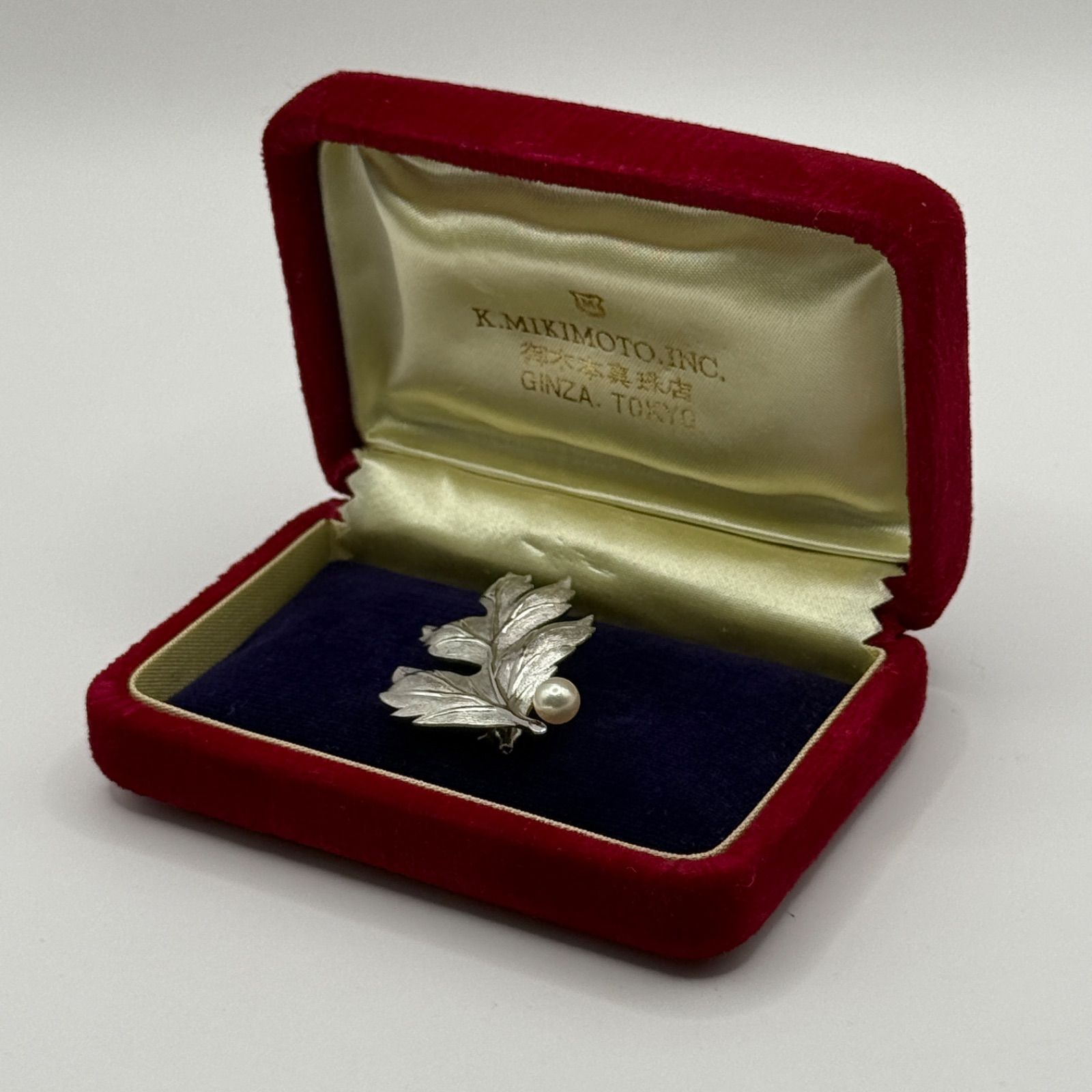 MIKIMOTO ミキモト パール ブローチ SV シルバー リーフ アコヤ真珠