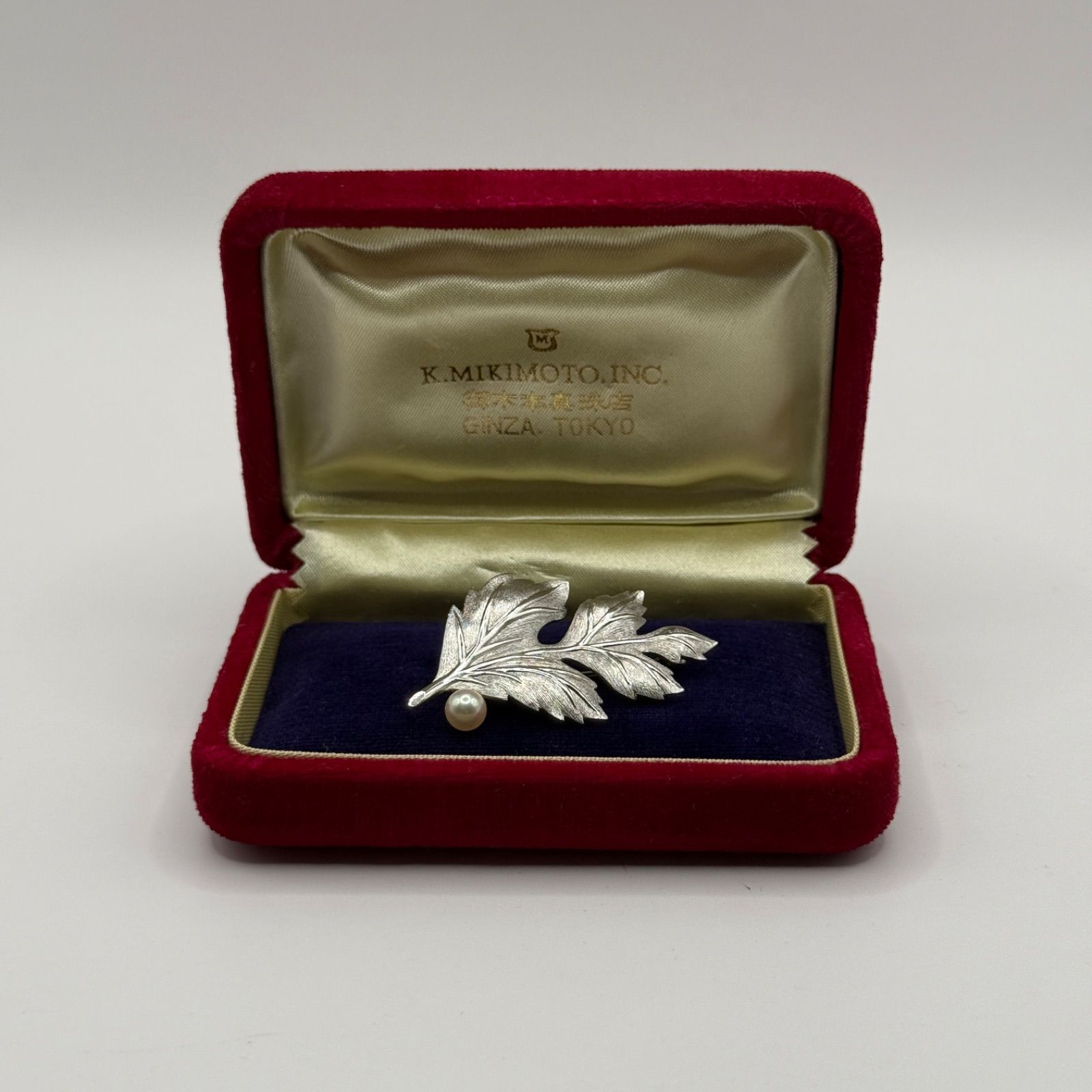MIKIMOTO ミキモト パール ブローチ SV シルバー リーフ アコヤ真珠