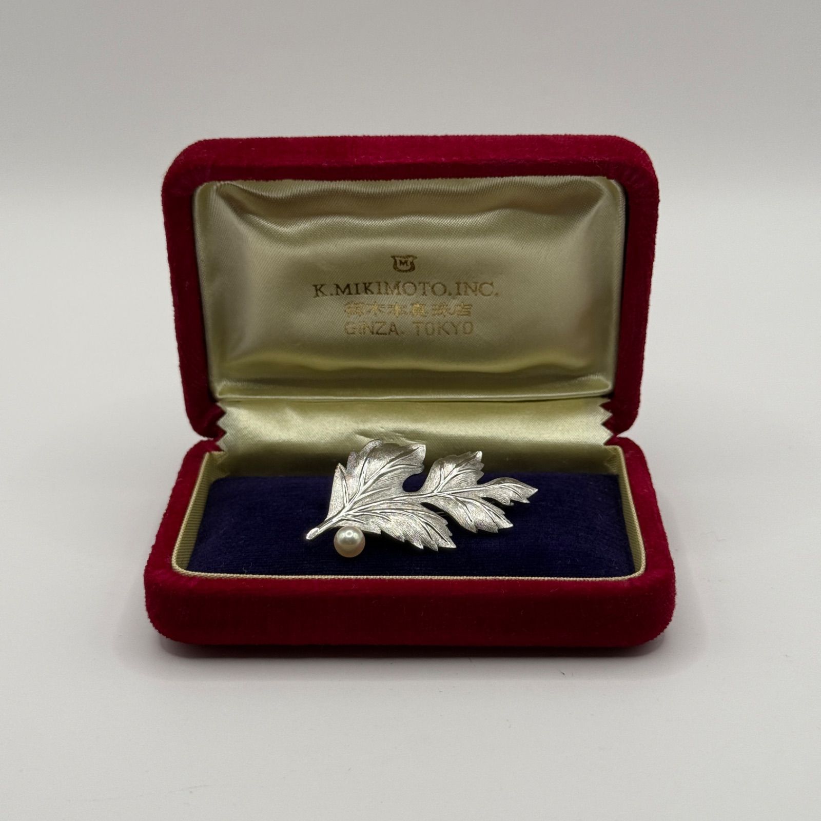 MIKIMOTO ミキモト パール ブローチ SV シルバー リーフ アコヤ真珠