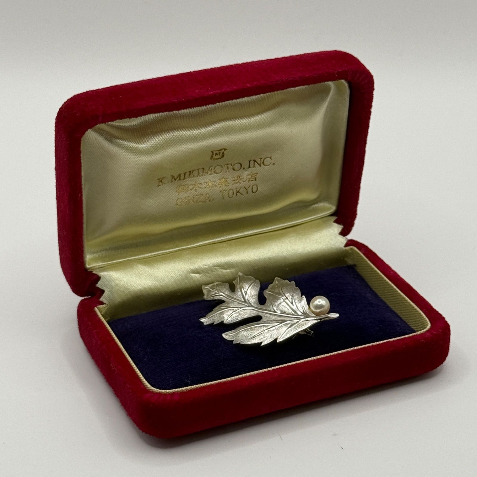 MIKIMOTO ミキモト パール ブローチ SV シルバー リーフ アコヤ真珠