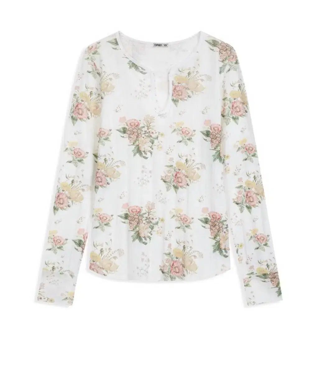 Open YY floral henley long sleeve
