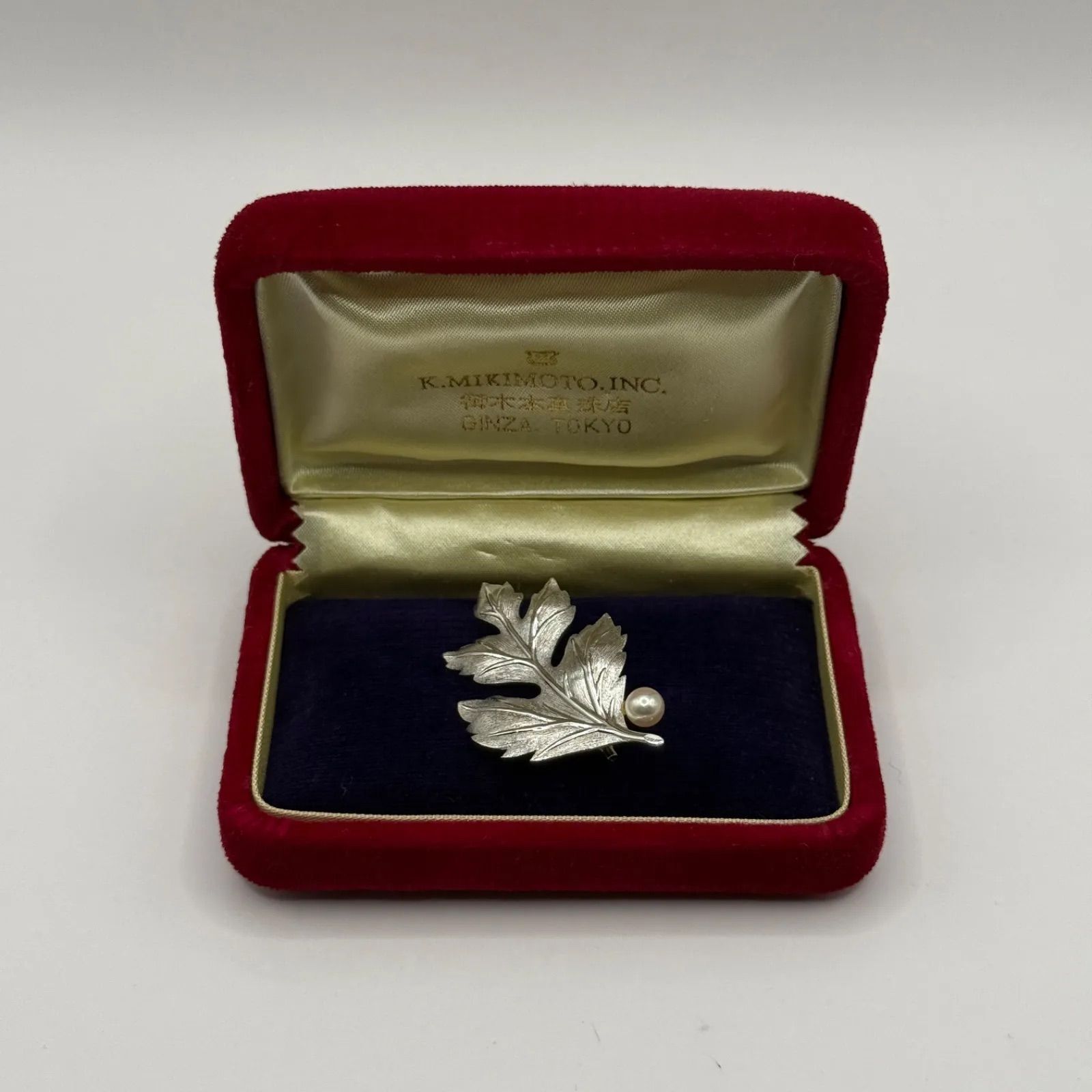 MIKIMOTO ミキモト パール ブローチ SV シルバー リーフ アコヤ真珠