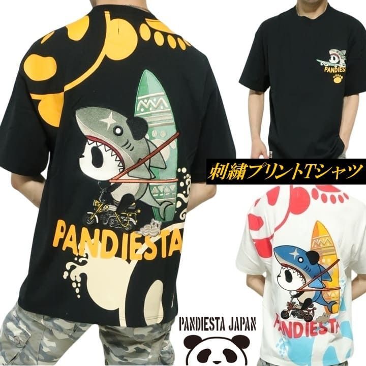 パンディエスタ ジャパン Pandiesta Japan 半袖 Tシャツ パンダ サーフボード/バイク キャラクター 刺繍/プリント betty boop メンズ/レディース ユニセックス ブラック/ホワイト 526211 サイズM-L-XL