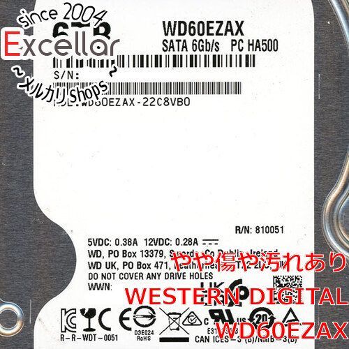 [bn:15] Western Digital HDD　WD60EZAX　6TB SATA600 5400　200～500時間以内内蔵型ハードディスクドライブ