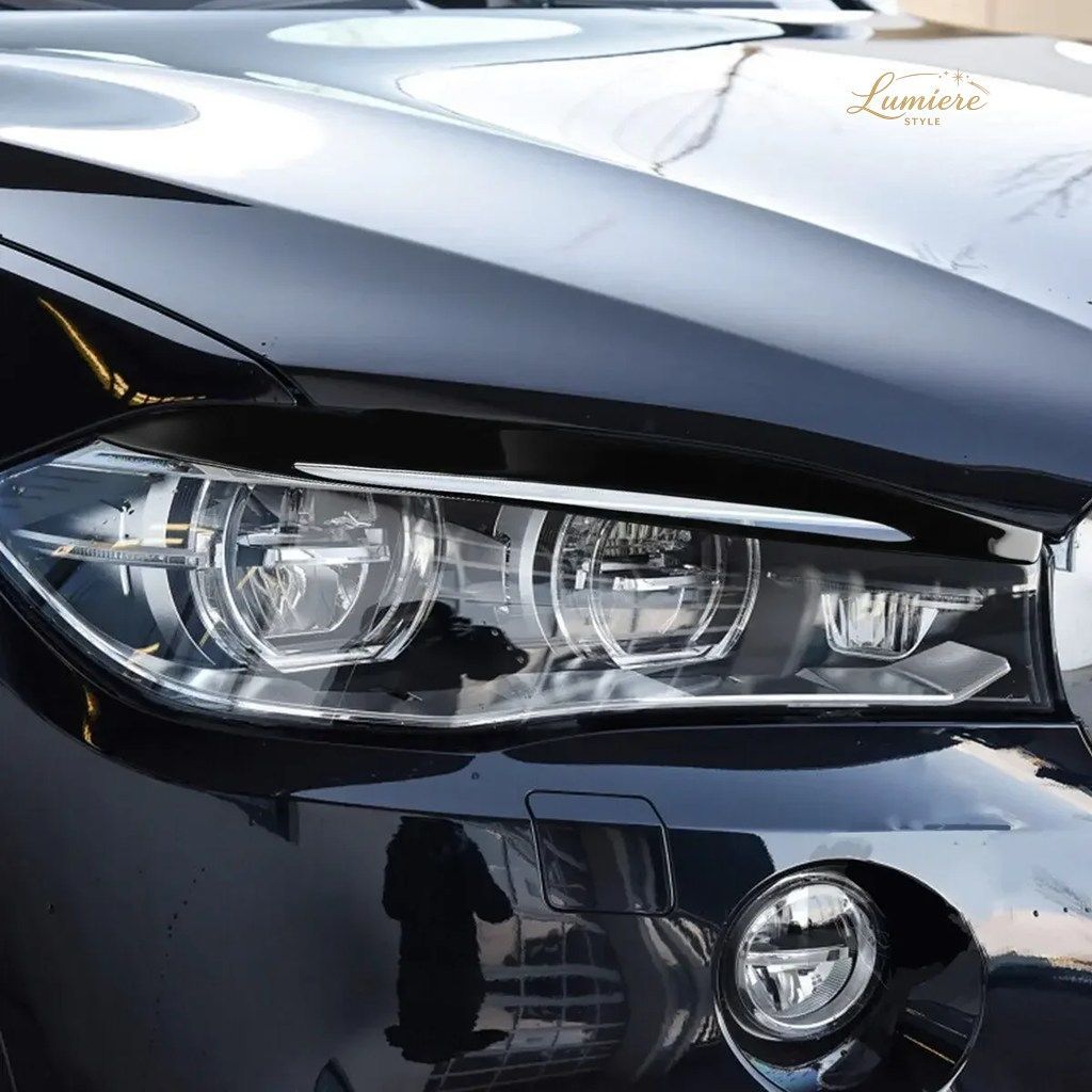 BMW X5 F15 X6 F16 2014 - 18 車用フロントヘッドライトアイブロウアイリッドトリムカバーカーステッカー / カーボンルック