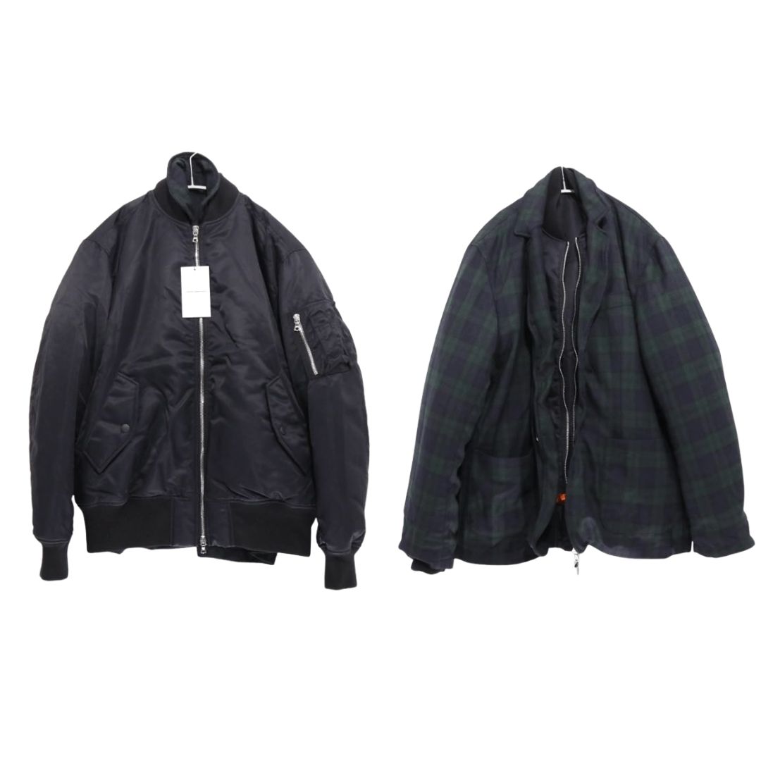 【新品】サイズ2 ユニフォームエクスペリメント uniform experiment リバーシブルMA-1 Reversible MA-1 UE-252038 ブラック メンズ 送料無料