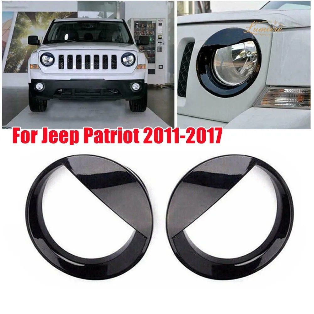 ジープ パトリオット 2011-2017 ABS 車用フロントヘッドライトランプ装飾カバーランプフードトリムステッカーエクステリア