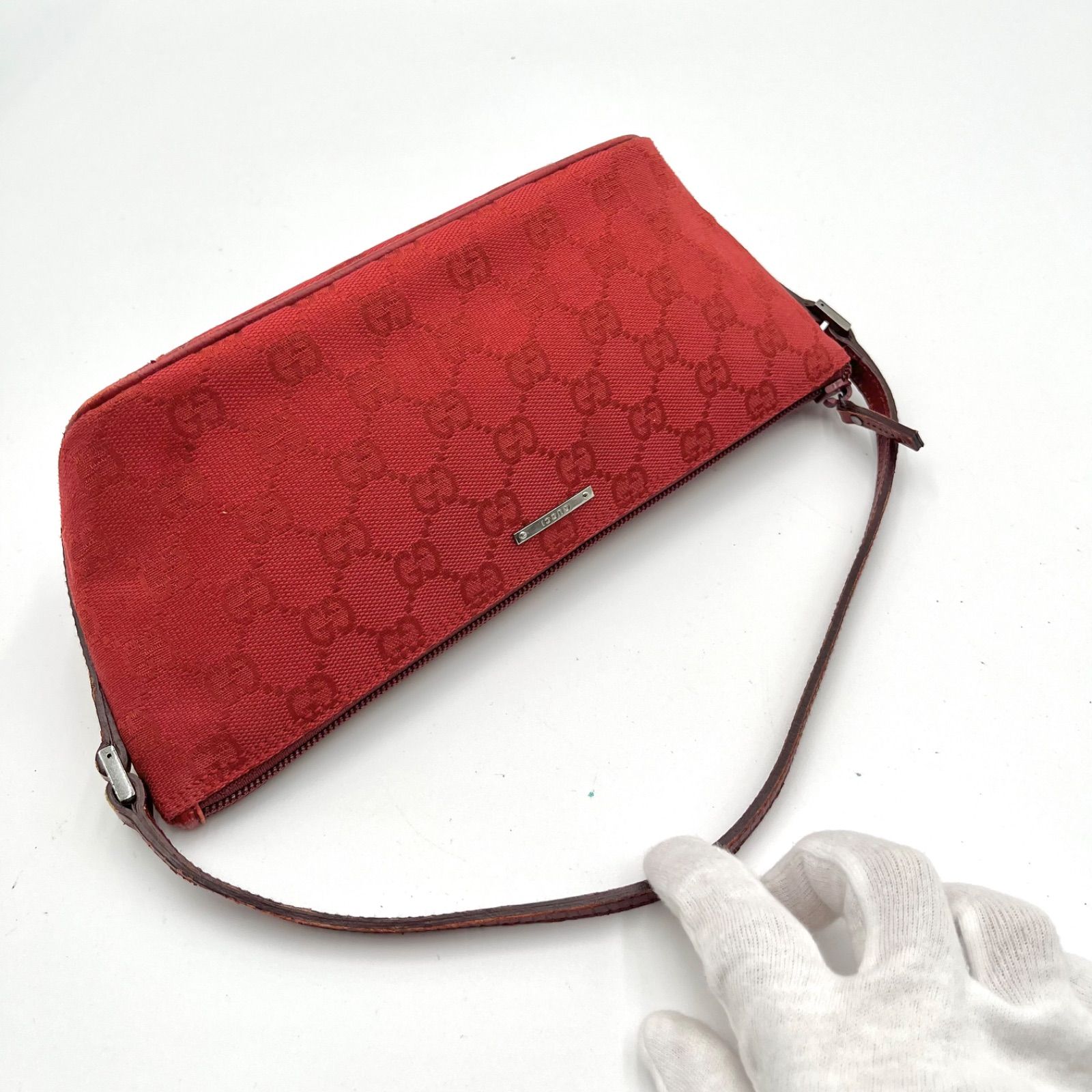 美品◎GUCCI グッチ GGキャンバス ゴールド金具 アクセサリーポーチ