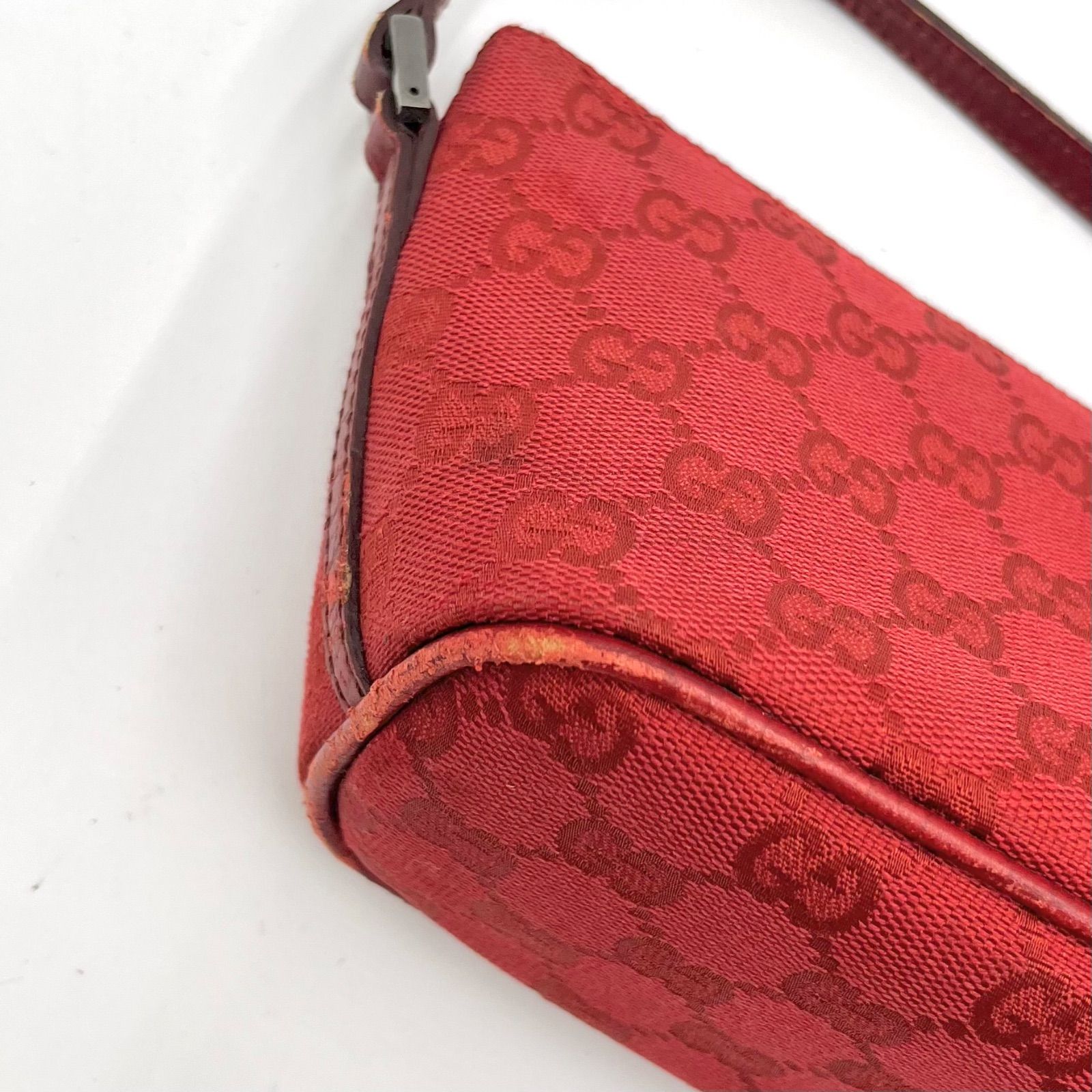 GUCCI アクセサリーポーチ レッド 美品◎GUCCI グッチ GGキャンバス ゴールド金具 アクセサリーポーチ