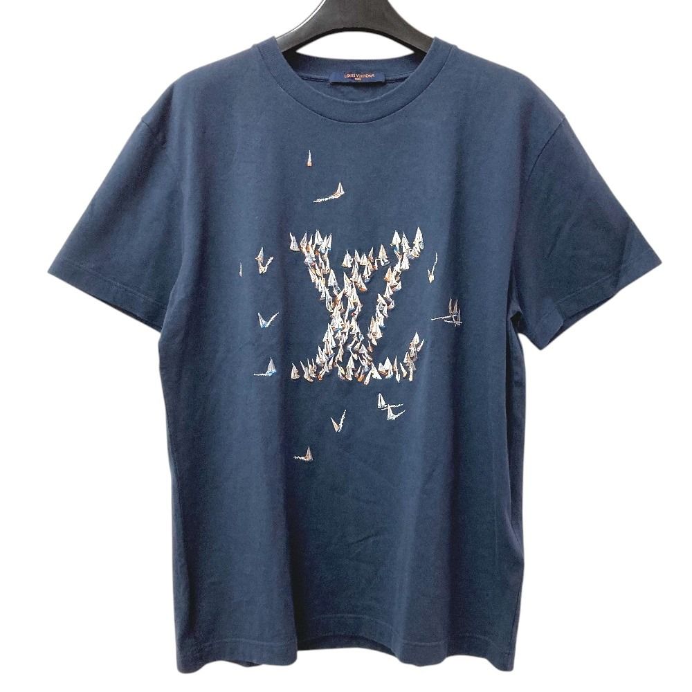 ルイ・ヴィトン 半袖Tシャツ ネイビー LOUIS VUITTON ルイヴィトン 半袖Tシャツ LVロゴ 不明 コットン