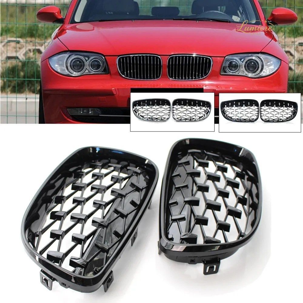 BMW 1シリーズ E87 E81 E82 E88 2008-2011 左右兼用 ダイヤモンドスタイル グリル カーグリル フロントバンパー キドニーグリル ABSパーツ