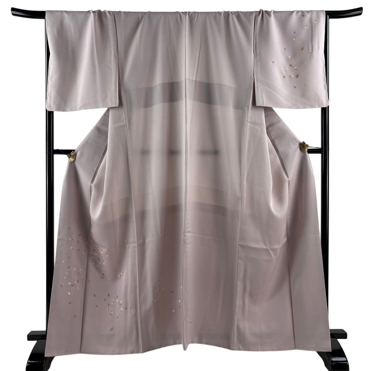 【美品】 付下げ 身丈161.5cm 裄丈71cm L 袷 落款 桜 地紋 金彩 薄ピンク 正絹 逸品 【中古】