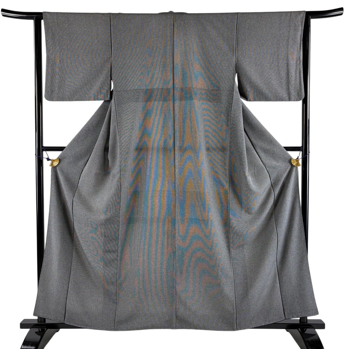 【美品】 江戸小紋 身丈159cm 裄丈63.5cm S 袷 万筋 黒灰 正絹 逸品 【中古】