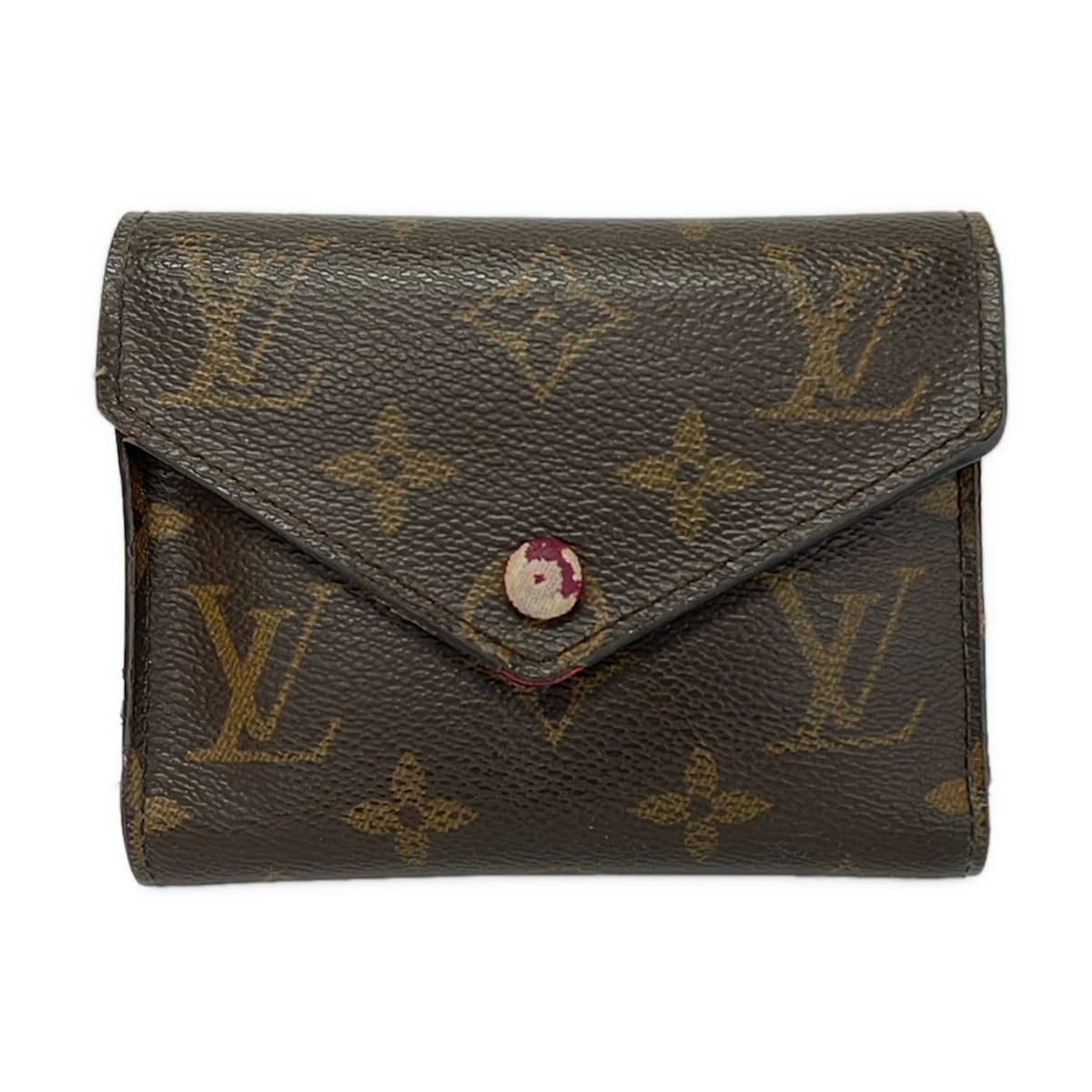LOUIS VUITTON(ルイヴィトン) 3つ折り財布 モノグラム ポルトフォイユヴィクトリーヌ M41938 フューシャ イニシャル刻印