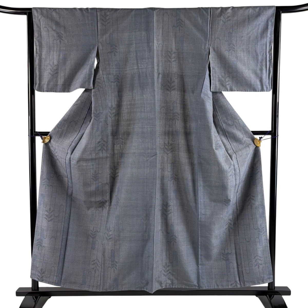 【美品】 結城紬 身丈155cm 裄丈64cm M 袷 はたおり娘 証紙 壺垂れ 草花 青灰色 正絹 逸品 【中古】 31,070円