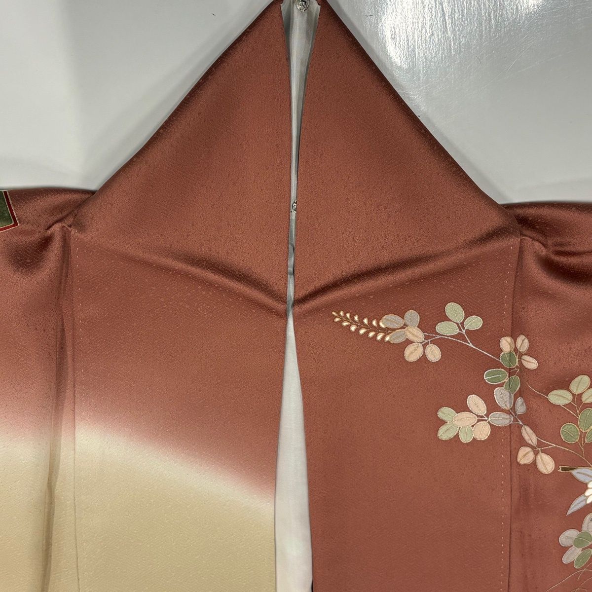 美品】 訪問着 身丈161cm 裄丈65cm M 袷 扇面 草花 金銀彩 染め分け