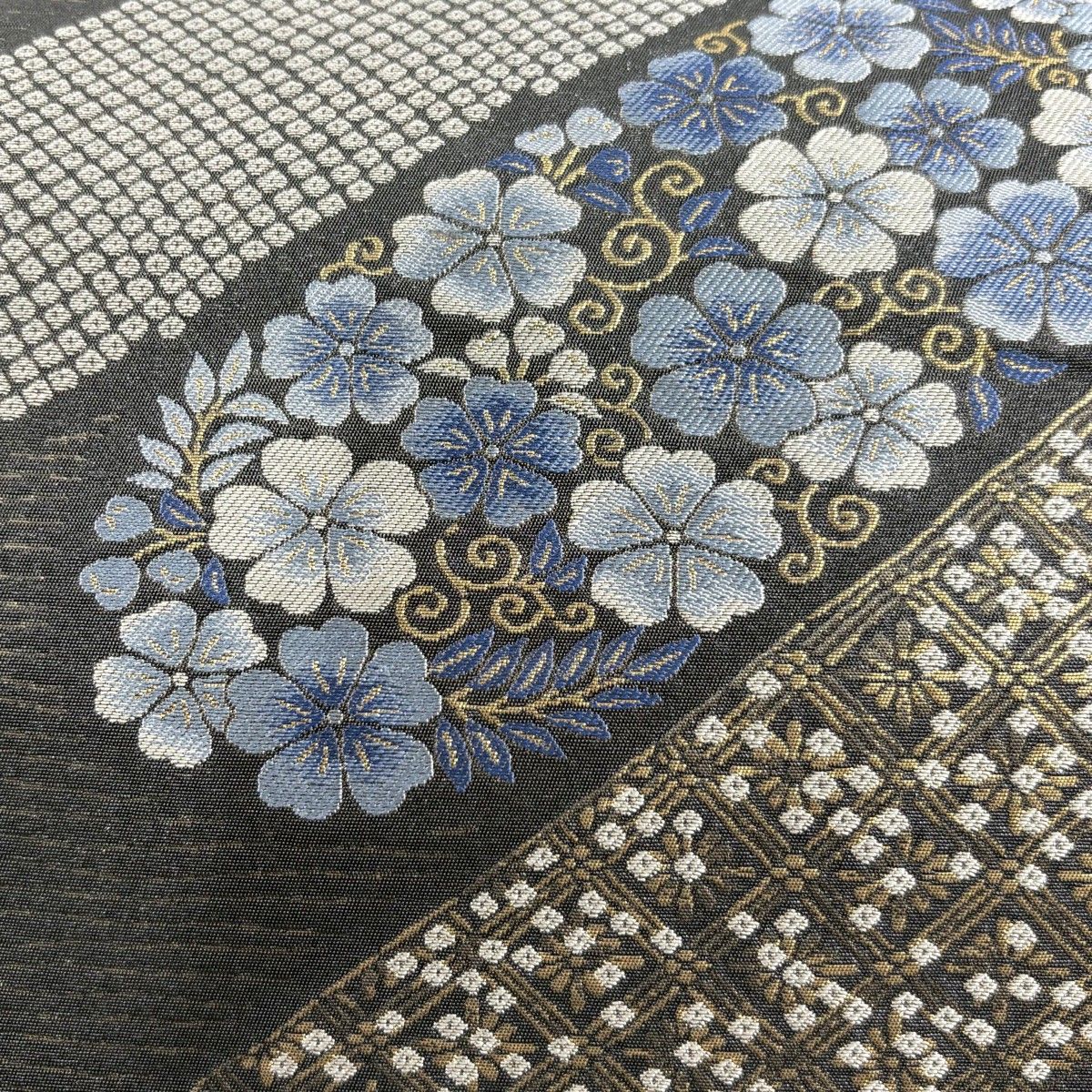 出品今日までGWセール！ 名古屋帯 黒×渋橙 組帯 九寸 正絹