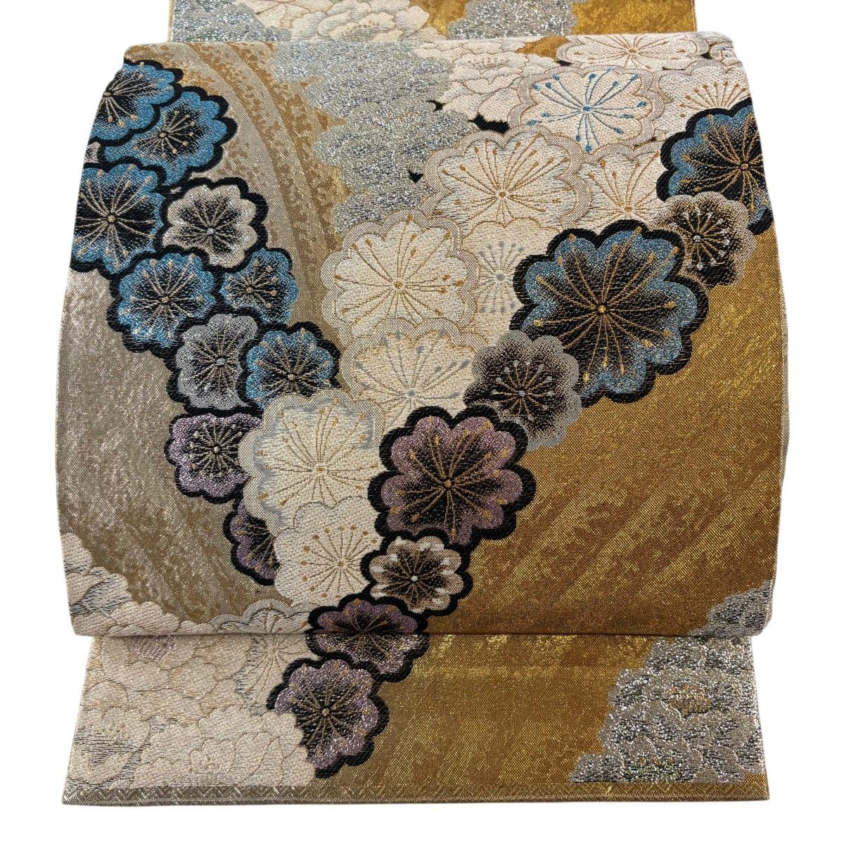 袋帯 六通 美品 草花 鳳凰 花 袋帯 美品 秀品 辻が花柄 金糸