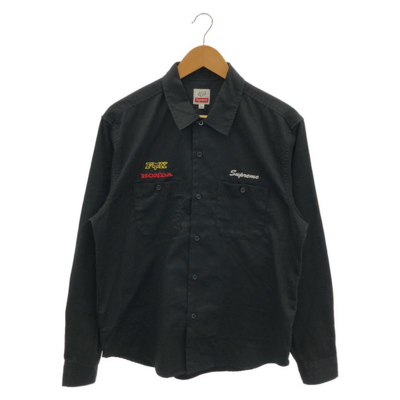 【中古】Supreme×Honda×Fox Racing ワークシャツ ブラック サイズS シュプリーム[19]
