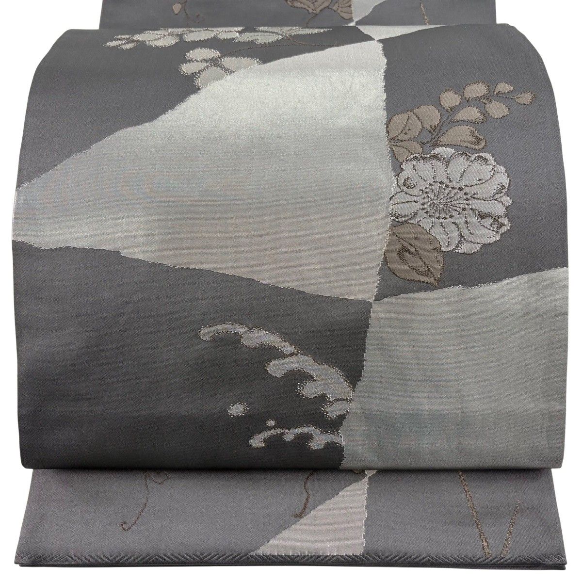 専用帯7139 8215 二点セット ●高級 正絹 六通 袋帯 紫陽花 袋帯 名品 大脇一心 落款 辻が花 箔 銀色 六通 正絹 【中古】
