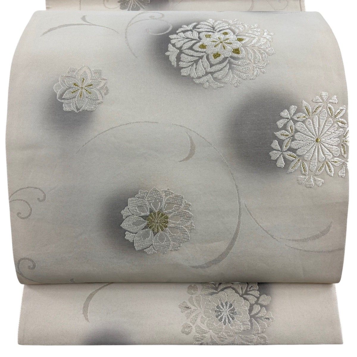 袋帯 名品 華文 唐草 唐織 金糸 クリーム 六通 正絹 【中古】