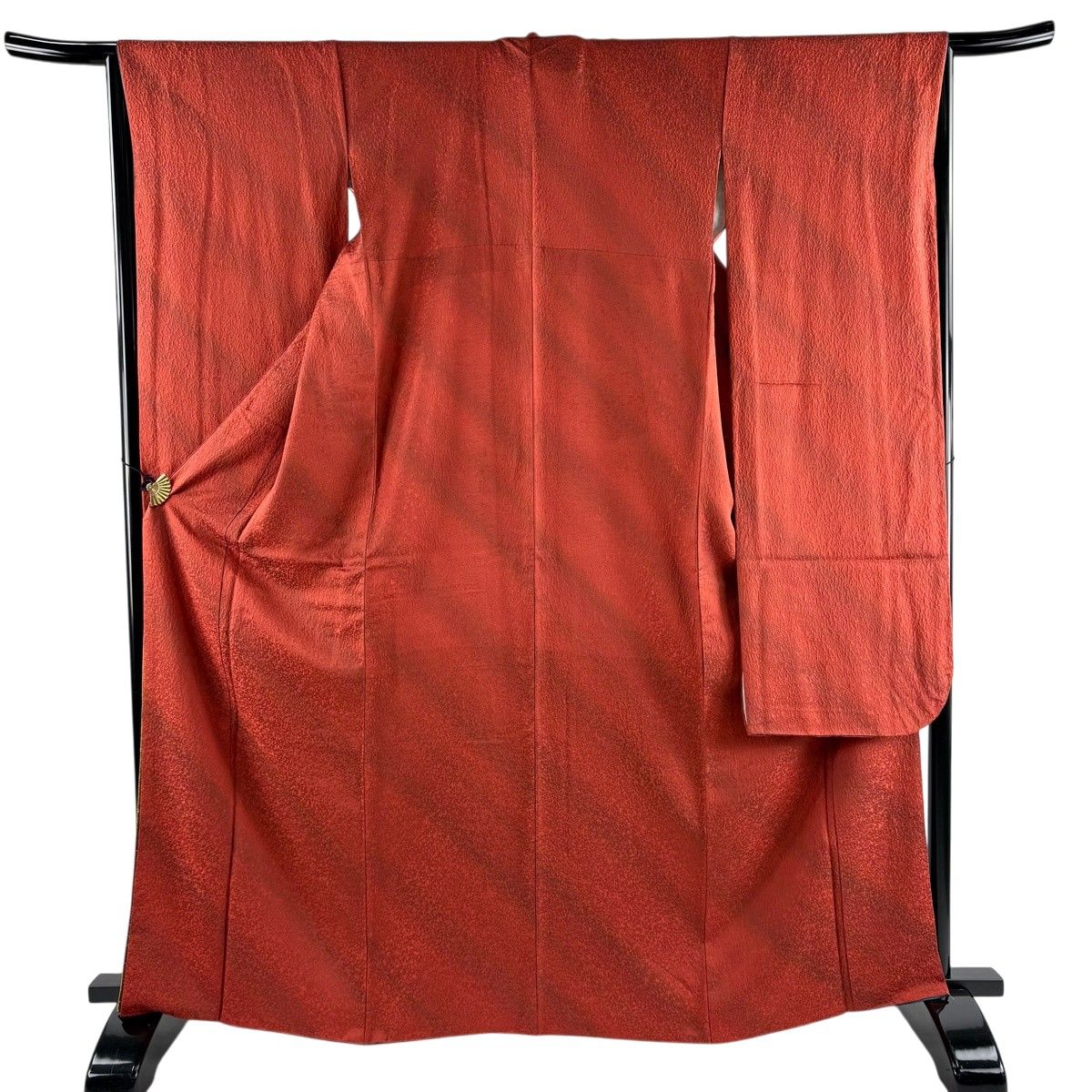 【美品】 振袖 身丈166cm 裄丈64.5cm M 袷 斜ぼかし 地紋 朱色 正絹 秀品 【中古】