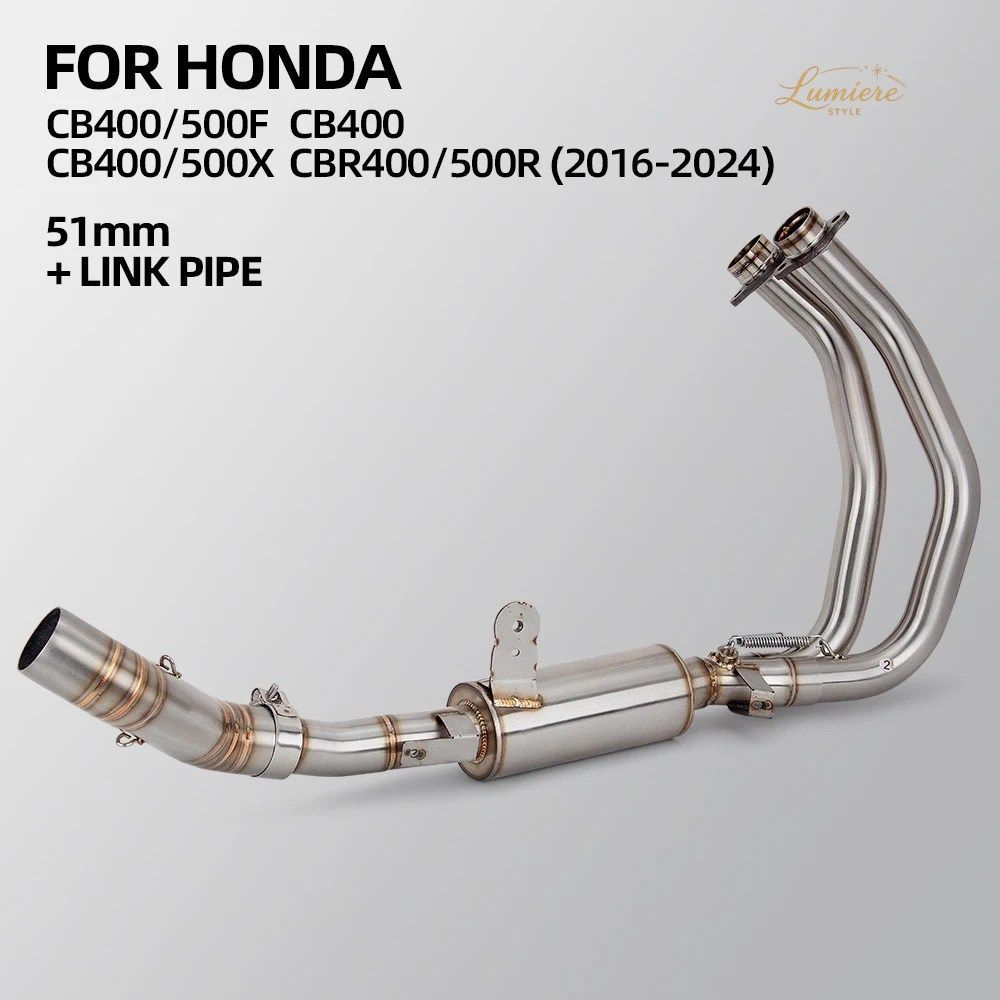 CBR500R CB CBR400R CB400F CBR400 CBR500 オートバイ用排気管改造フロントミドルリンクパイプ（オプション、51mm）