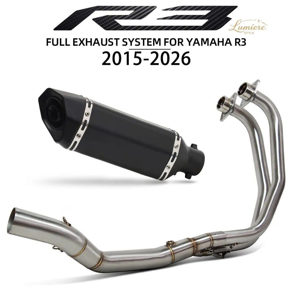 ヤマハ YZF-R3/R25 MT03 MT25 MT-25/03 2015-2026 モーターサイクル エキゾースト システム レーシング ヘッダー チューブ 370mm マフラー