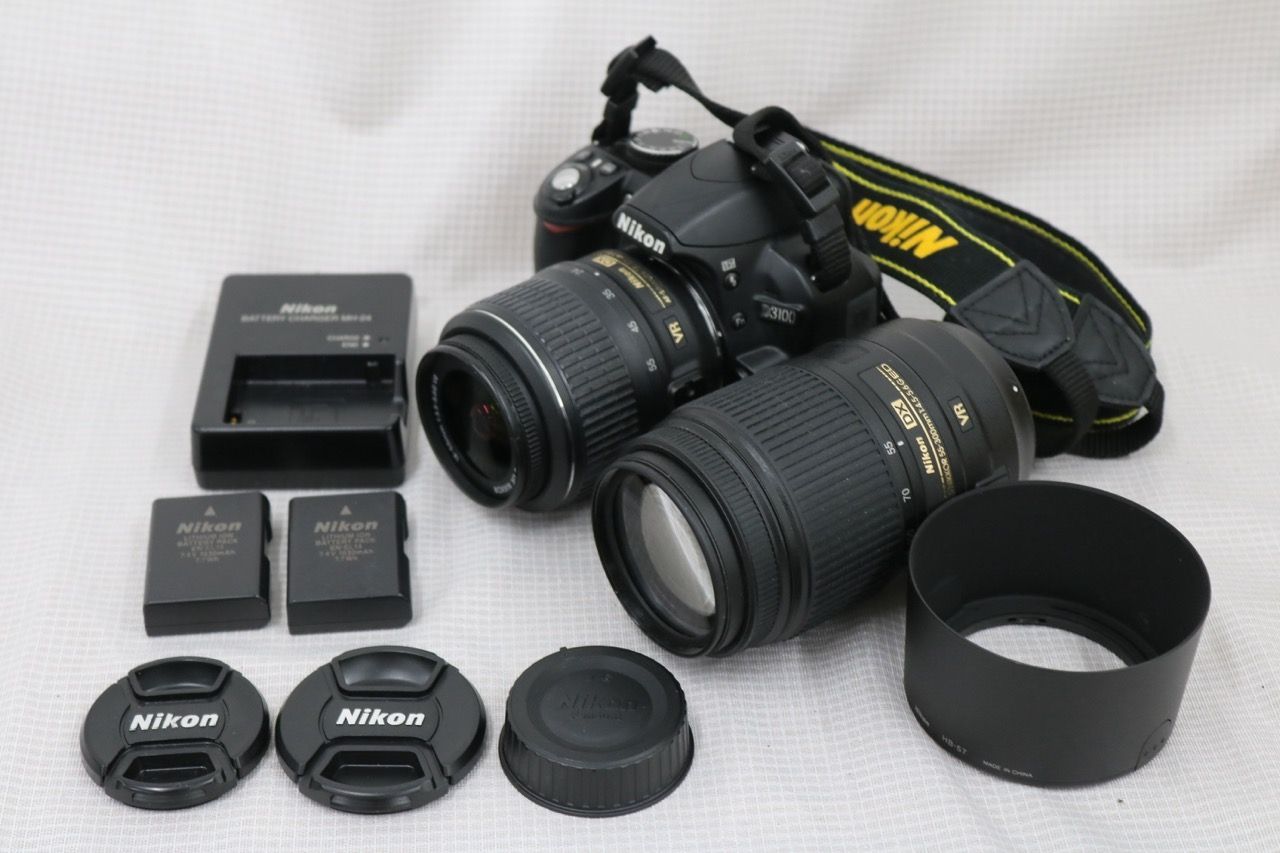 【返品保証】 【シャッター6499回】ニコン Nikon D3100 AF-S DX NIKKOR 18-55mm F3.5-5.6 G VR 55-300mm F4.5-5.6 G ED デジタル一眼 e13823