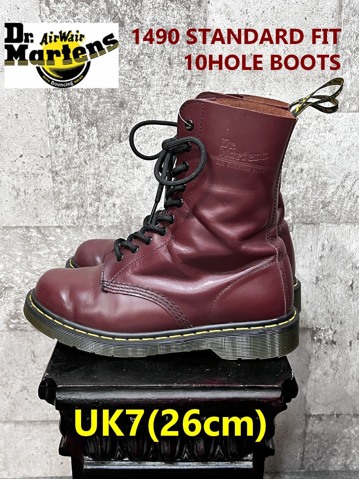 希少 廃盤 ドクターマーチン 10ホールブーツ 1490 チェリーレッド 26cm Dr.Martens