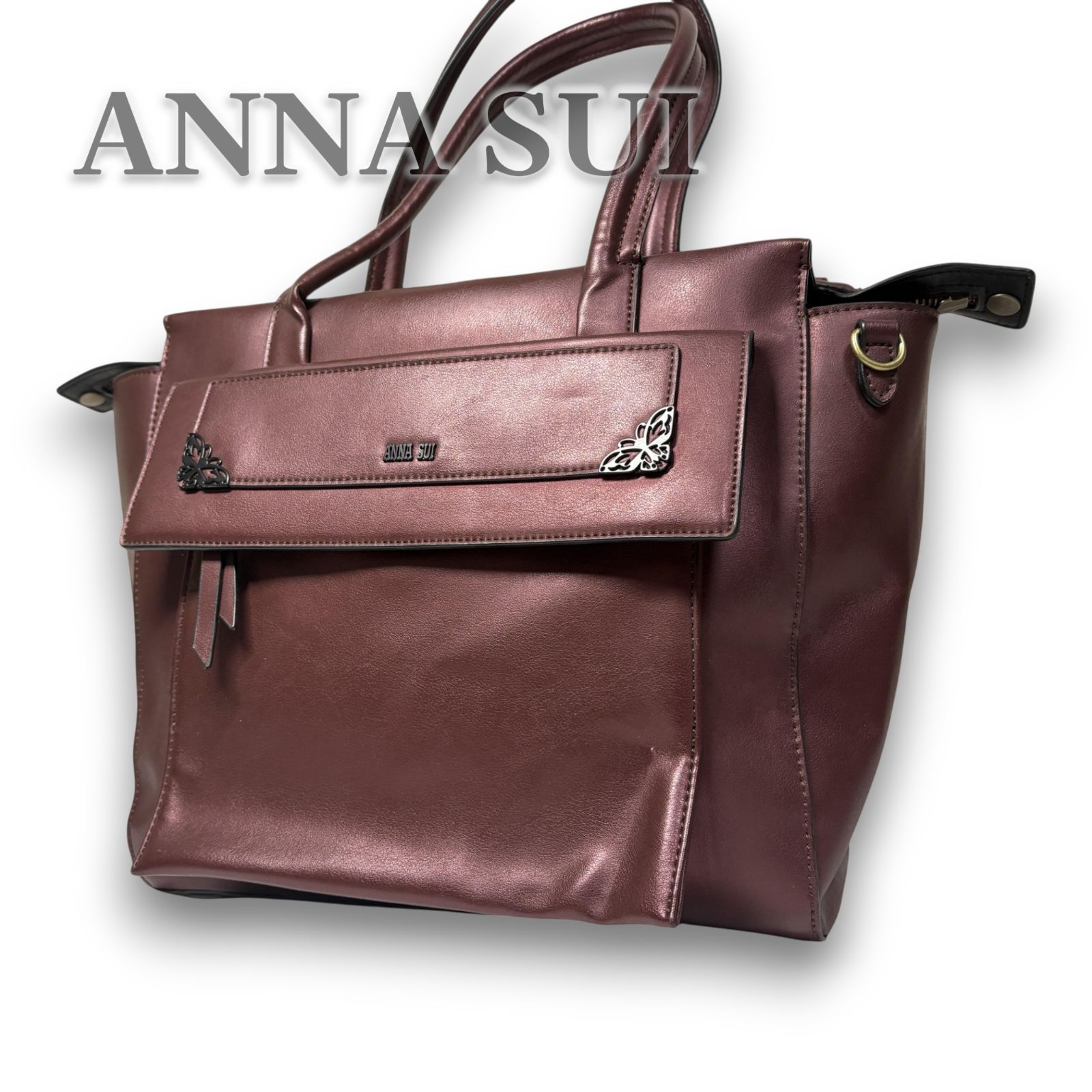 ANNA SUI（アナスイ）バタフライモチーフ フラップポケット レザー