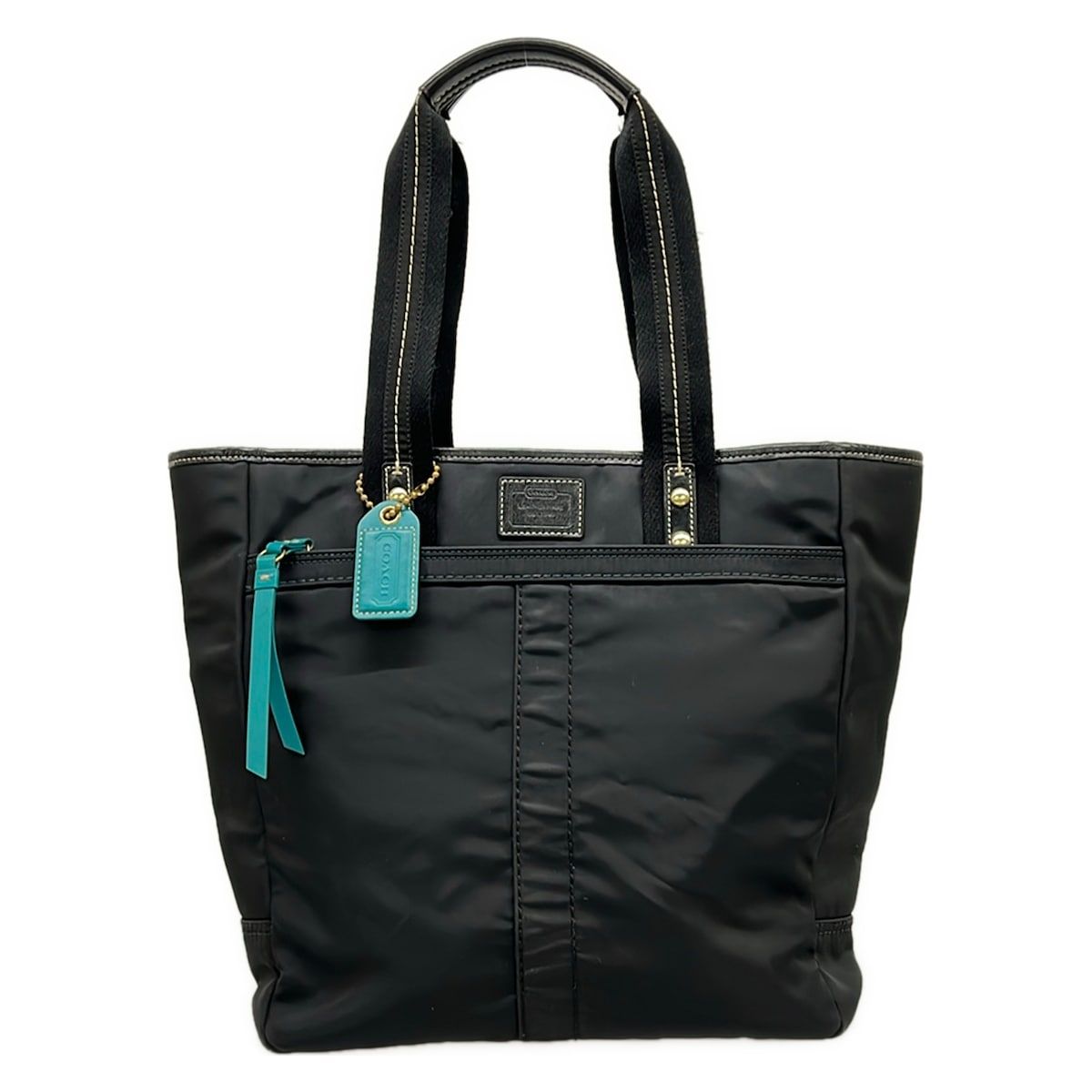 COACH(コーチ) トートバッグ ハンプトンズウィークエンドトート F10696 黒×グリーン レザー