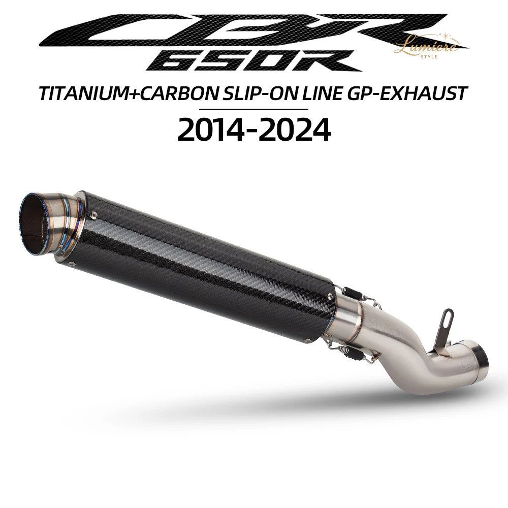 カーボンファイバーチタンマフラー付きモーターサイクルエキゾーストミドルリンクパイプ CBR650R CB650R CB650F 2014-2025