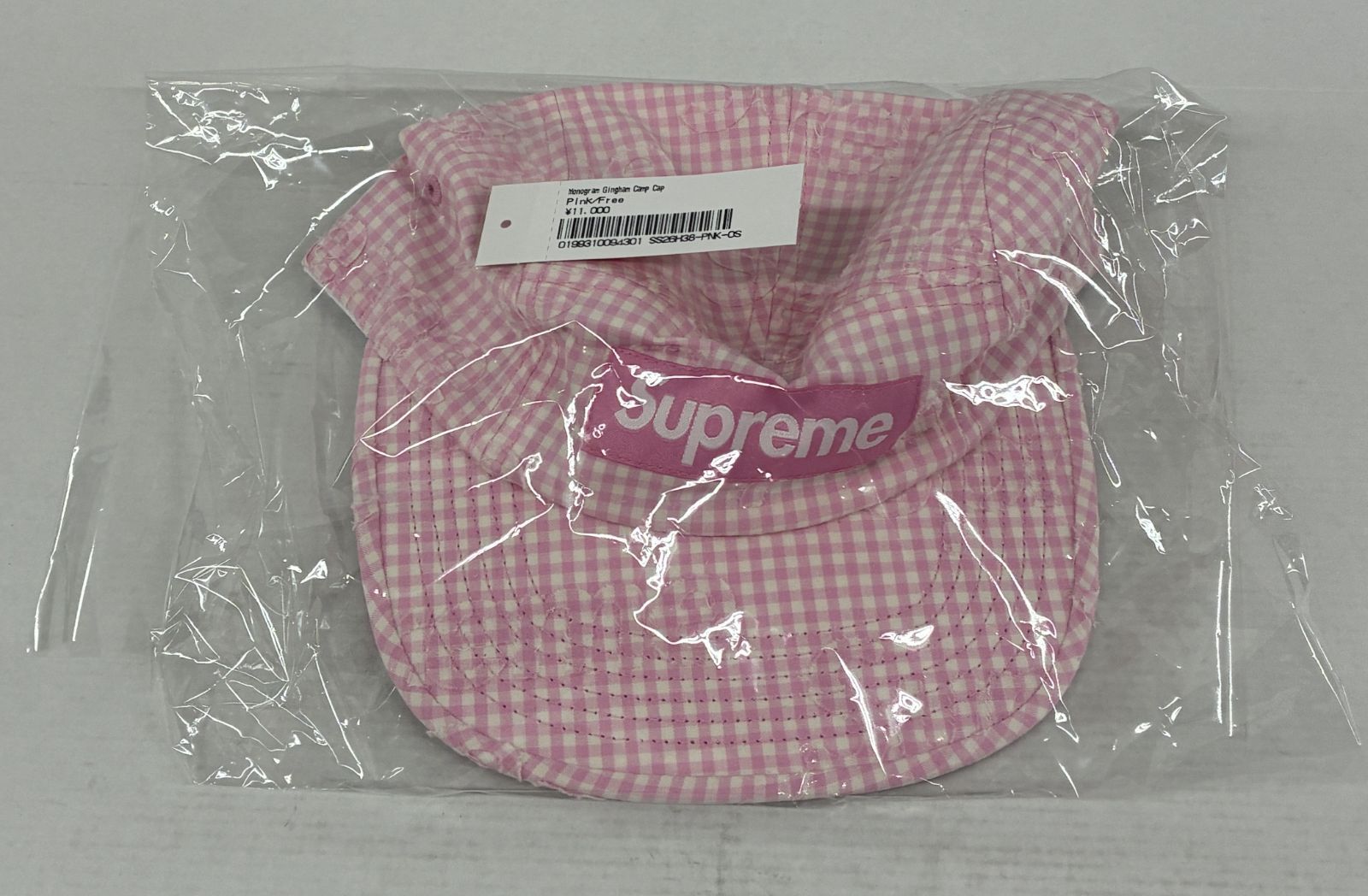 未使用 Supreme Monogram Gingham Camp Cap Pink フリーサイズ シュプリーム キャンプ キャップ 帽子 【T1768-001】◆ 214